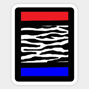 RED AND  BLUE  ZEBRA  abstract Sticker